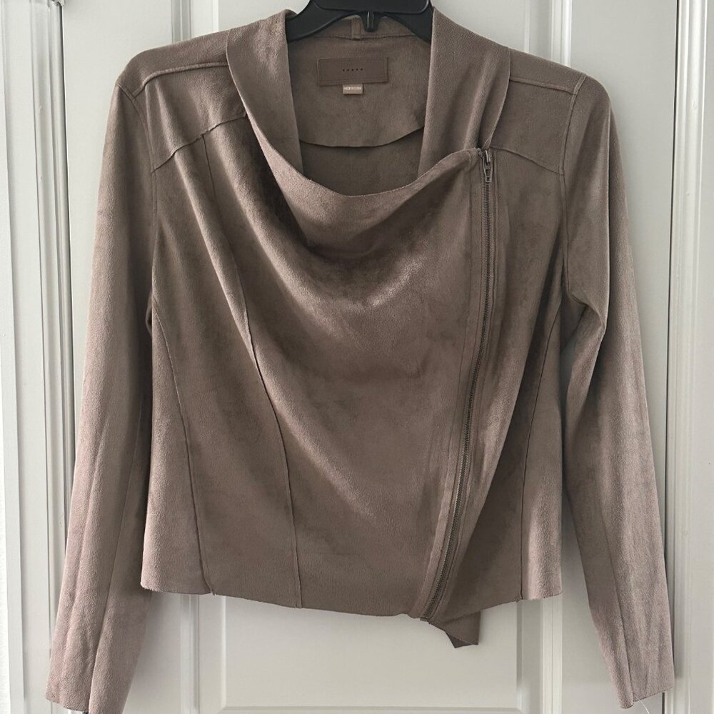 Blank NYC Asymmetrical Front Zip Suede-Like Jacket Large